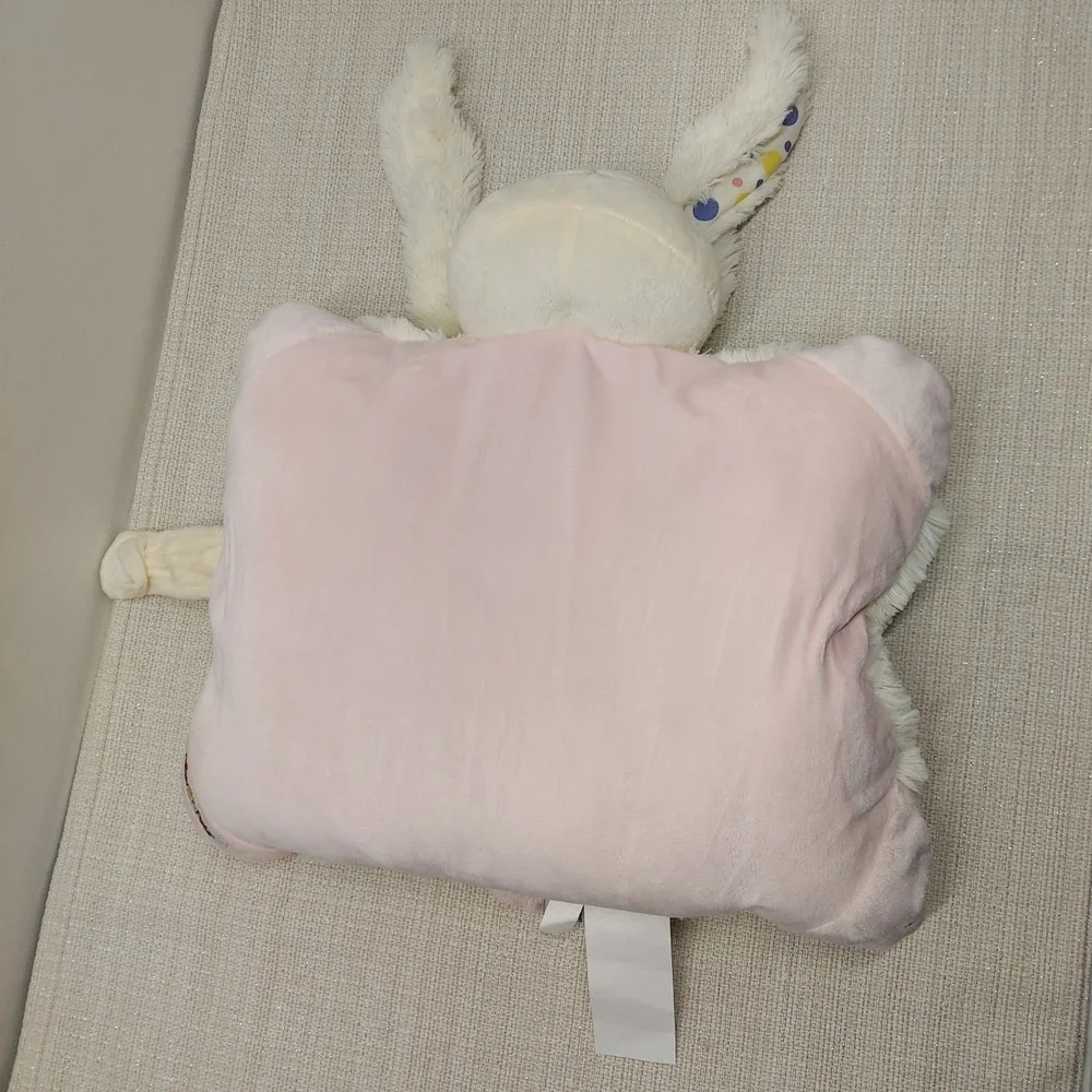 2010 Pillow Pets Bunny Rabbit Plush Cream Pink Polka Dot Ears Stuffed Animal 18